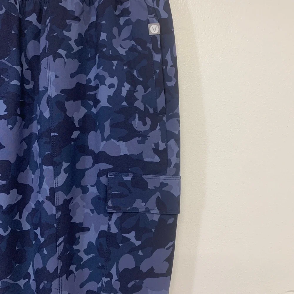 Livi Active Lane Bryant Blue Camo Cargo Capri Joggers  18/20 Stretch Bungee Hem